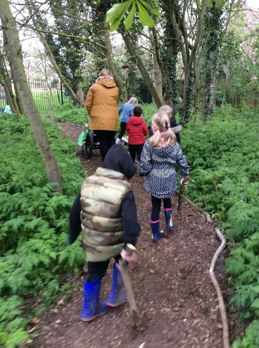 Children in wildlife area